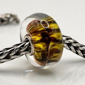 TROLLBEADS Brown & Yellow Tiger’s Tail Unique 925S NEW! Rare Find